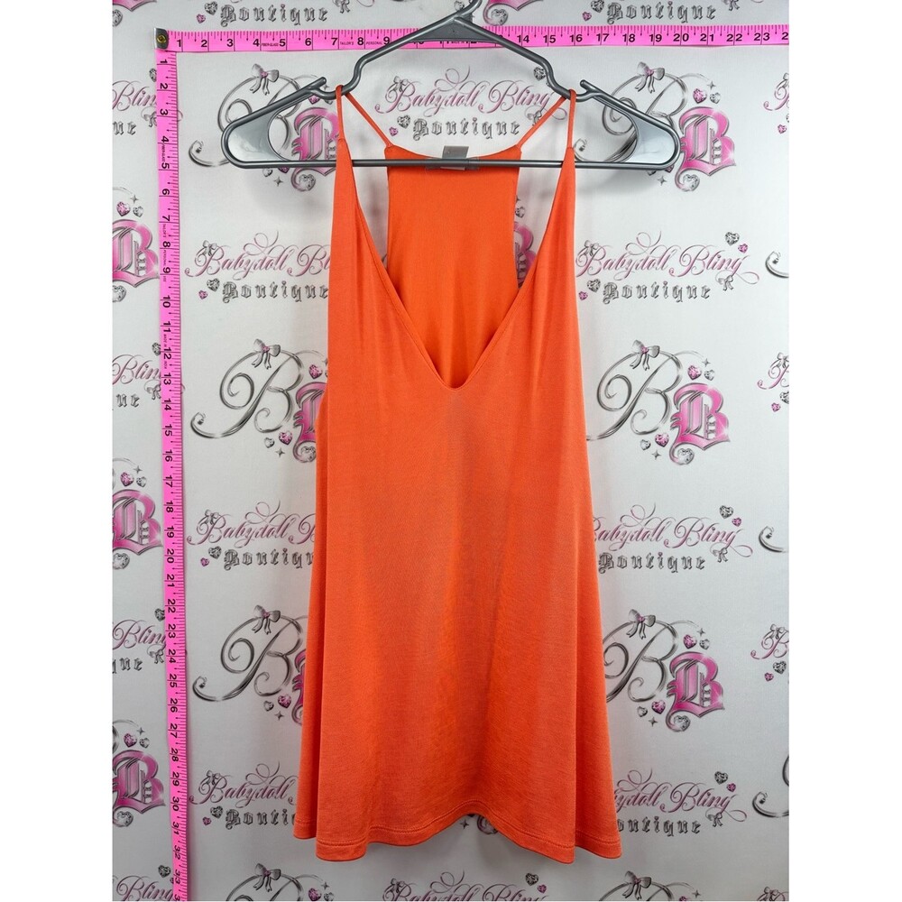 H&M tank top flowy bright neon summer Orange V-Neck Racerback Tank Top - Picture 1 of 7